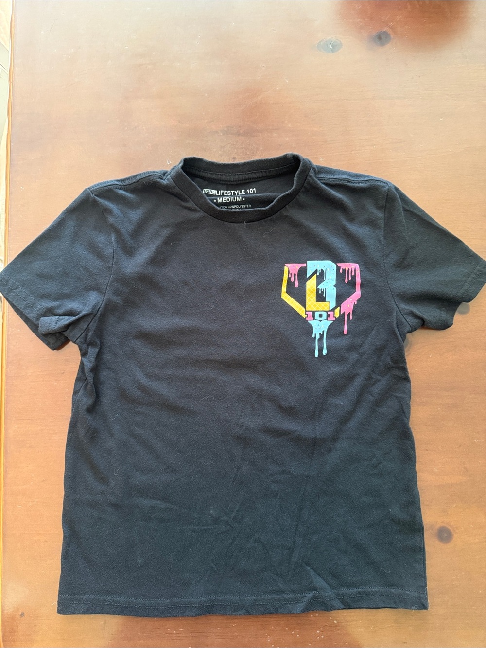 Baseball Lifestyle 101 Kids' YM Black Short-Sleeve Tee with Multicolor Drip Logo